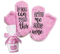 Livole Calcetines de vino, calcetines esponjosos de Navidad para mujer, con texto en inglés "If You Can Read This Bring Me Some Wine", divertidos calcetines de cupcakes para mujeres, esposa, amigos,