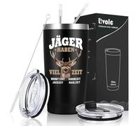 Livole Hunter Geschenke - Jäger haben viel Zeit - Geschenke für Männer, Papa, Onkel, Ihn, Jagd Geschenk, Mann Geschenkideen Weihnachten, 20oz Vakuum Kaffeebecher to go, 600ml Edelstahl Weinbecher