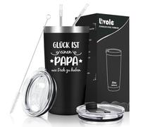 Livole Regalo para papá, regalos para el día del padre, la felicidad es tener un papá como tú. Regalos para el padre de la hija, taza térmica, vaso de cerveza de 600 ml de acero inoxidable, taza