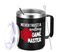 Livole Regalos de Navidad para hombres, jugadores, amantes de los juegos de mesa, juego de mesa, taza de jugador de mesa, Never Trust A Smiling Game Master, regalo divertido para jugadores, taza