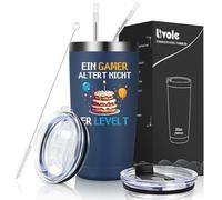 Livole Regalos para jugadores, jugadores, niños, adolescentes, nerds cumpleaños - Ein Gamer alter nicht er levelt - 600 ml Thermobecher Kaffee to go