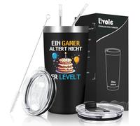Livole Regalos para jugadores, jugadores, niños, cumpleaños nerds - Ein Gamer altert nicht er levelt - 600 ml Thermobecher Kaffee to go