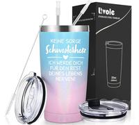 Livole Sister Geschenk Weihnachten, Geschenke für Schwester Schwestern - Keine Sorge, Schwesterherherherz. Ich werde Dich für den Rest deines Leben Nerven - 20oz Camping Becehr, Edelstahl Weinbecher