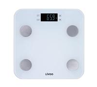 Livoo DOM427W - Báscula digital para análisis de grasa corporal, peso hasta 180 kg, 100 g pasos, masa muscular, porcentaje de agua, consumo diario de calorías