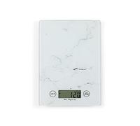 Livoo DOM451M - Báscula digital de mármol, diseño de balanza digital de cocina con función tara, pantalla LCD - Báscula electrónica ultra delgada hasta 5 kg, color blanco