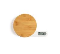 Livoo Dom466 Báscula De Cocina Eco Con Plataforma De Bambú, Sistema Dinamós Sin Pilas, 5 Kg Y Precisión 1 G, Pantalla Lcd Abatible, Tara Y 4 Unidades