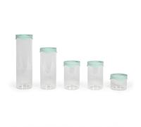 Livoo, Juego de 5 tarros de cristal de borosilicato MEN399. Capacidad: 400 ml, 2 x 1 l, 1 x 1,5 L y 1 x 2 litros.