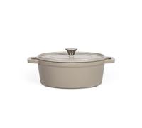 Livoo Mep129g Cacerola Ovalada De Hierro Fundido Esmaltado Beige 4,5 L, 29 X 22 Cm (interior), Apta Para Inducción Y Horno, Tapa Con Picots Autocalientes