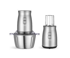 Livoo, Picadora Multifunción 2 en 1 DOP237, Potencia 500 W, 2 Velocidades, compuesta por un cuenco de acero inoxidable de 2 L y una mini picadora de hierbas y nueces