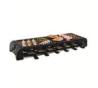 Livoo - Rasqueta para 12 personas - Bandeja para parrilla extraíble, revestimiento antiadherente, 2 placas, termostato ajustable