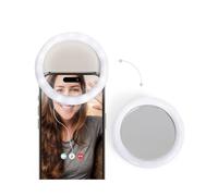 Livoo - Ring Light para teléfono con Espejo DOS205 - Aumento x3, 3 Modos Luminosos, Ø7 cm, 36 Leds
