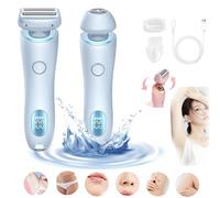 Livora Razor, Livora SilkGlide Pro, Livora Electric Razor, 2 in 1 Hair Trimmer Women IPX7 Waterproof Wet & Dry Use, Painless Womens Hair Remover with Replacement Heads (Blue)