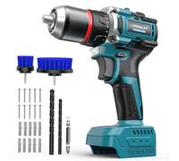LIVOWALNY 50Nm Taladro Percutor a Bateria, Compatible con Makita 18V, Caja de Cambios de 2 Velocidades y 21 Niveles de par, Para Reformas（Solo Herramientas）-Azul