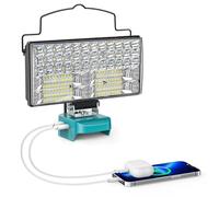 LIVOWALNY 60W Foco Led Recargable Compatible con Makita, Luz trabajo LED Inalámbrica 6000LM, Con Puerto de Carga USB y tipo C para Acampar y Hacer Senderismo(Solo Herramientas)-Azul Claro