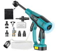 LIVOWALNY 82 Bar Hidrolimpiadora de Alta Presion Compatible con Makita 18V | Sin Cepillos Hidrolimpiadora Bateria , 6L/Min, 3Niveles, Boquilla 6 en 1, para Automóvil, Jardín(Sin Batería)