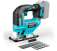 LIVOWALNY Sierra de Calar Inalámbrica Compatible con Baterías Makita 18V, Velocidad Variable, Corte en Inglete 45°, con 6 Sierras - Para Madera, Metal y Plástico (Batería No Incluida)
