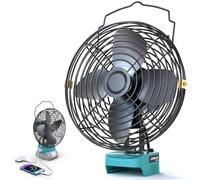LIVOWALNY Ventilador Batería 8 Pulgadas Compatible con Makita 18V Baterías con Puerto USB/Type-C y Protección Contra Subtensión, para Talleres, Actividades al Aire Libre, Obras(Solo Herramientas)