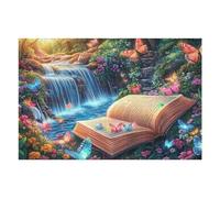 Livre Abierto Cascada Puzzles 1000 Piezas Actividad Familiar Tiempo Feliz Rompecabezas 3D para Familia Juguete Educativo Aliviar Estrés Decoración Hogar 1000 PCS