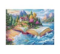 Livre Abierto Lago de montaña Puzzle 500 Piezas Cartón Resistente Rompecabezas Familiar para Toda La Familia Juguete Educativo 3D Maquetas Construir 500 PCS