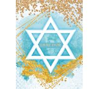 Livre d’or Bar Mitzvah: Pour célébrations juives : mariage, naissance, souvenir - 102 pages - Grand format A4 rigide - Etoile de David, bleu, blanc et doré