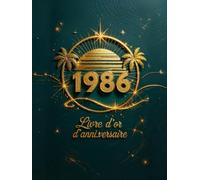 Livre d’or d’anniversaire 40 ans - couverture rigide dorée grand format, album souvenir élégant pour vœux, messages et photos
