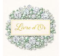 Livre d’Or Mariage Vert Perlé & Diamants 21,59 x 21,59 cm - Guest Book Wedding Élégant Nature - Livre Souvenir Invités Chic - Album Mariage Luxe