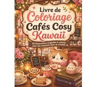 Livre de Coloriage Cafés Cosy Kawaii: 50 scènes enchantées à colorier pour adultes et ados - lanternes, nuits étoilées et douce rêverie