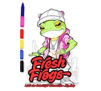 Livre de Coloriage Grenouilles Hip Hop pour Enfants dès 6 Ans - 83 Dessins Drôles de Grenouilles en Hoodies & Pantalons Baggy - 167 Pages - Une Page sur Deux est Blanche - Style Urbain Créatif