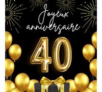 Livre d'Or Anniversaire 40 ans | Souvenir | Fête | Thème Noir et Or | Homme et Femme | 100 pages | Personnalisable: livre d'or de mes 40 ans