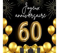 Livre d'Or Anniversaire 60 ans | Souvenir | Fête | Thème Noir et Or | Homme et Femme | 100 pages | Personnalisable: livre d'or de mes 60 ans