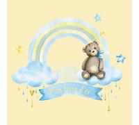 Livre d'or: INTERIEUR COULEUR | Ours, Etoile, Nuage, Arc en ciel, Aquarelle, Jaune, Bleu | Livre d'Or à Personnaliser pour Anniversaire, Baptême, ... Nourrisson, Garçon | Livre d'Or Grand Format