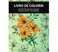 Livro com ilustrações de flores para colorir