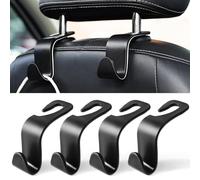 LivTee - Ganchos para los reposacabezas del asiento del coche, de color negro, para bolsos, ropa, abrigos o bolsas de la compra, juego de 4