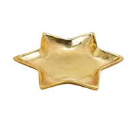 LivuX 1132 - Plato decorativo (metal, 21 x 21 x 2 cm), diseño de estrella, color dorado
