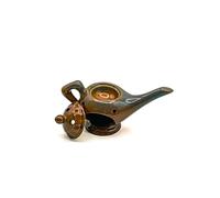LivuX Aladin 1123 - Lámpara aromática de porcelana marrón, 12 cm de alto, 18 cm de ancho, diseño oriental