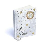 LivuX Cuaderno de sol y luna - Tapa de terciopelo blanco - 20 × 15 cm - 160 páginas rayadas - Bordado con perlas ornamentales - Diario espiritual para magia, atención plena y trabajo de ciclo 1301