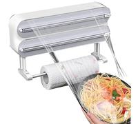 Liwankaqi Dispensador y cortador de película magnética, 3 en 1, organizador de papel de aluminio y plástico, dispensador magnético de envoltura de cocina con cortador