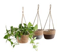 Liwein 3Pcs Maceta Colgante para Plantas, Macetas Tejidas Colgador para Plantas Tejidas a Mano Cesta Colgante Decoración de Interiores y Exteriores Maceta Colgante para Plantas