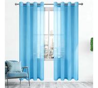 LIWEIREN Cortinas Translucidas 300 x 240 cm Translucido Cortinas Salon Translucidas con Ojales Elegante para Ventana Dormitorio, Azul Cielo