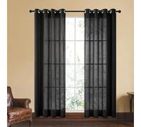LIWEIREN Cortinas Visillos Translúcidos 290 x 230 cm Translucidas Cortinas Semi Opacas Monocolor para Dormitorio Matrimonio Habitacion Juvenil Cocina Oficina, Negro