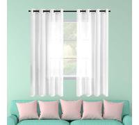 LIWEIREN Cortinas Visillos Translúcidos 520 x 310 cm Transparente Poliéster Ojales Cortina 100% Poliéster para Habitacion Matrimonio Dormitorio Juvenil, Blanco