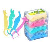 Liwien Hilo dental para niños, 4 Colores Hilo Dental, Set de cuidado dental desechable para niños, 80 piezas de Arcos Dentales Hilo Dental con Mango Diseño Seguro y Divertido para Niño