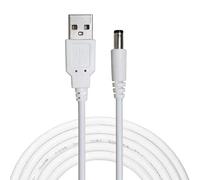 Liwinting 1.5m/4.92ft Cable USB a DC, 5V Cable de Corriente DC, 5.5 x 2.1mm Cable DC Convertidor Jack Macho Barril de Carga de Alimentación para Luces de Tira Led, Cámara etc. - Blanco
