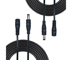 Liwinting 2 Piezas 10m Cable de Extensión Plug DC 2,1 mm x 5,5 mm Macho a Hembra Conector para Adaptador de Corriente, LED, Cámara CCTV Potencia, Coche, Monitores y Más, Flexible - Negro