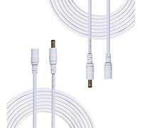 Liwinting 2 Piezas 1m Cable de Extensión 2.1mm x 5.5mm Plug DC Macho a Hembra Conector para Adaptador de Corriente, LED, Cámara CCTV Potencia, Coche, Monitores y Más - Blanco