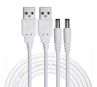 Liwinting 2psc 2m Cable USB a DC, 5V Cable de Corriente DC, 5.5 x 2.1mm Cable DC Convertidor Jack Macho Barril de Carga de Alimentación para Luces de Tira Led, Cámara etc. - Blanco