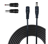 Liwinting 3 Metros Cable de Extensión 2.1mm x 5.5mm Plug DC Macho a Hembra Conector para Adaptador de Corriente, LED, Cámara CCTV Potencia, Coche, Monitores y Más, 2 convertidores DC - Negro