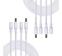 Liwinting 4 Piezas 1m Cable de Extensión 2.1mm x 5.5mm Plug DC Macho a Hembra Conector para Adaptador de Corriente, LED, Cámara CCTV Potencia, Coche, Monitores y Más, Flexible - Blanco