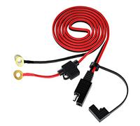 Liwinting SAE Conector Cable SAE con 10A Fusible a O-Type Terminal de Cobre con Tapa Antipolvo Adecuado para la conexión de células solares y la Transferencia 16AWG,0.6m/1.97ft