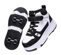 LIWLLIUA Zapatos con Ruedas 2-en-1 para Niños y Niñas - Zapatillas Deportivas al Aire Libre con 4 Ruedas Desmontables, Patines de Skateboard,833 Black,32 EU